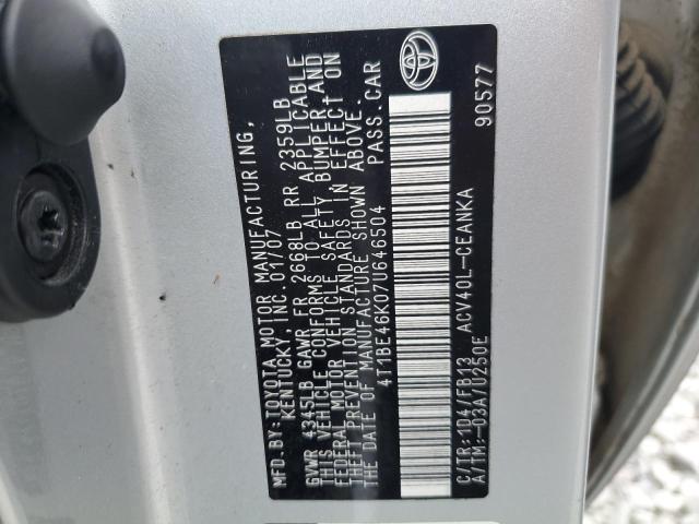 42239434 :رقم المزاد ، 4T1BE46K07U646504 vin ، 2007 Toyota Camry Ce مزاد بيع