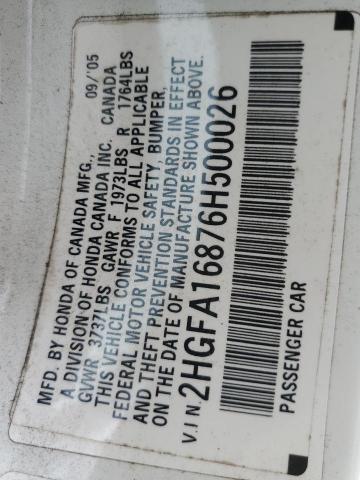 Aukcja sprzedaży 2006 Honda Civic Ex, vin: 2HGFA16876H500026, numer aukcji: 43581494