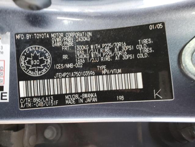 Aukcja sprzedaży 2005 Toyota Highlander Limited, vin: JTEHP21A750103596, numer aukcji: 44382964