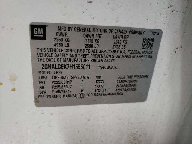 Aukcja sprzedaży 2017 Chevrolet Equinox, vin: 2GNALCEK7H1555011, numer aukcji: 45302755