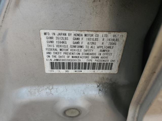 2012 Honda Fit მანქანა იყიდება აუქციონზე, vin: JHMGE8H32CC030129, აუქციონის ნომერი: 43935195