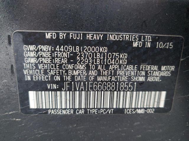 42164355 :رقم المزاد ، JF1VA1E66G8818551 vin ، 2016 Subaru Wrx مزاد بيع