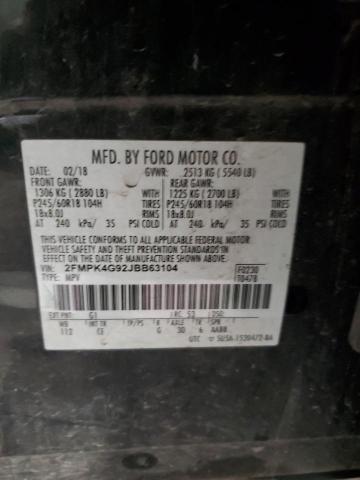 Auction sale of the 2018 Ford Edge, vin: 2FMPK4G92JBB63104, lot number: 44323855
