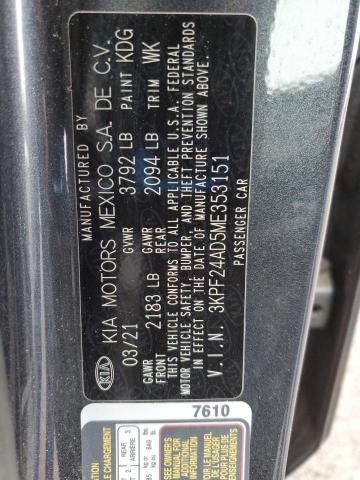 44629255 :رقم المزاد ، 3KPF24AD5ME353151 vin ، 2021 Kia Forte مزاد بيع