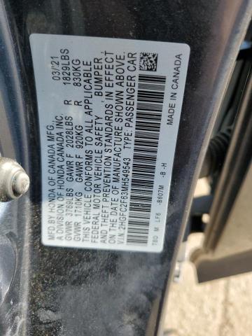 Продаж на аукціоні авто 2021 Honda Civic, vin: 2HGFC2F63MH549543, номер лоту: 46429925