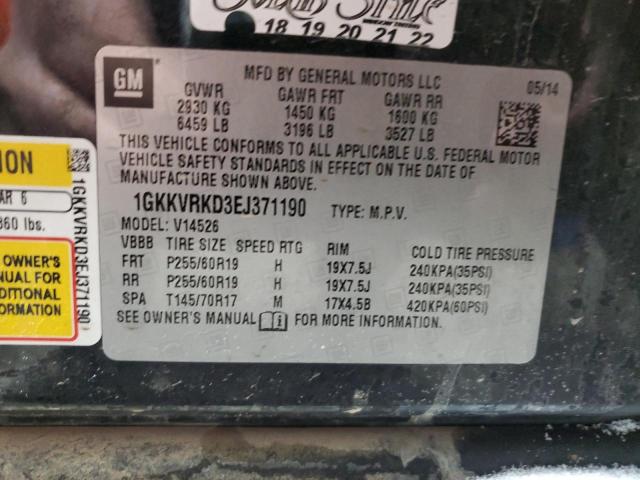 43578015 :رقم المزاد ، 1GKKVRKD3EJ371190 vin ، 2014 Gmc Acadia مزاد بيع
