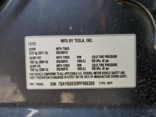 2023 Tesla Model Y მანქანა იყიდება აუქციონზე, vin: 7SAYGDED9PF968369, აუქციონის ნომერი: 44971365
