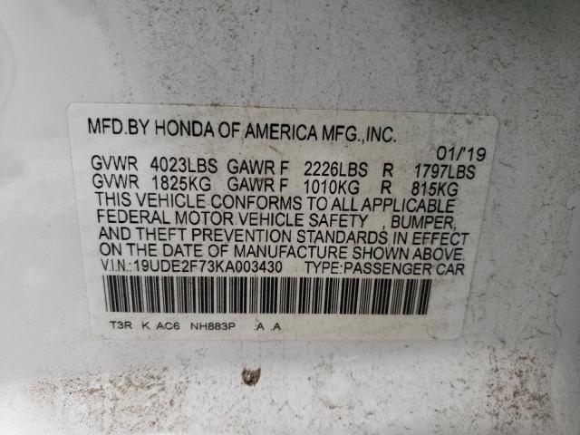 Aukcja sprzedaży 2019 Acura Ilx Premiu, vin: 19UDE2F73KA003430, numer aukcji: 41999295