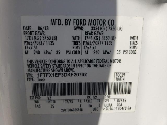 44555975 :رقم المزاد ، 1FTFX1EF3DKF20762 vin ، 2013 Ford F150 مزاد بيع