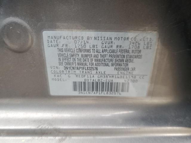 45723035 :رقم المزاد ، 3N1CN7AP1FL832576 vin ، 2015 Nissan Versa مزاد بيع