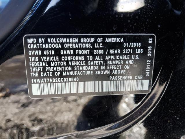 Aukcja sprzedaży 2016 Volkswagen Passat, vin: 1VWAT7A32GC026540, numer aukcji: 45482765