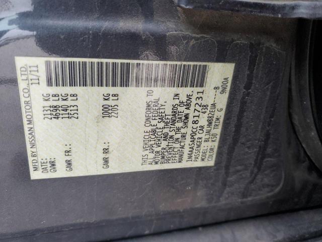 2012 Nissan Maxima S მანქანა იყიდება აუქციონზე, vin: 1N4AA5AP0CC817231, აუქციონის ნომერი: 43807715