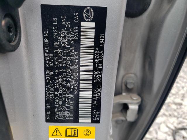 Aukcja sprzedaży 2019 Lexus Es, vin: 58ABZ1B12KU044351, numer aukcji: 44774775