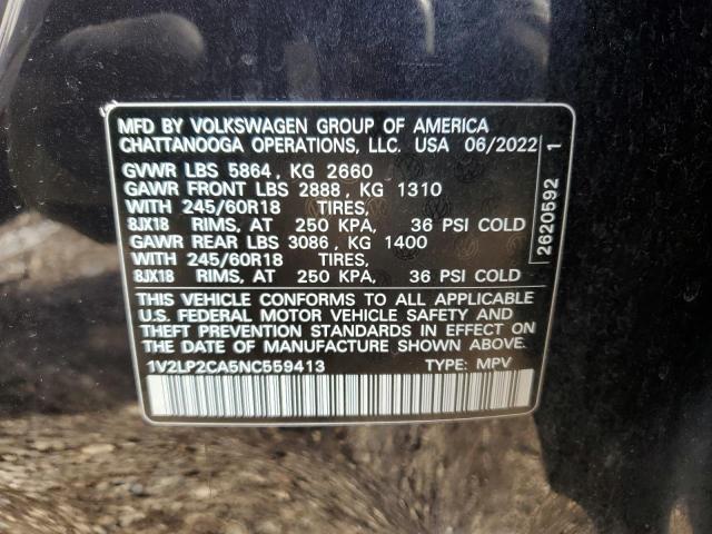 Продажа на аукционе авто 2022 Volkswagen Atlas, vin: 1V2LP2CA5NC559413, номер лота: 43606965