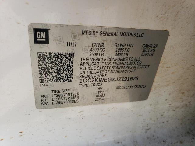 Aukcja sprzedaży 2018 Chevrolet Silverado, vin: 1GC2KWEGXJZ191676, numer aukcji: 43710825