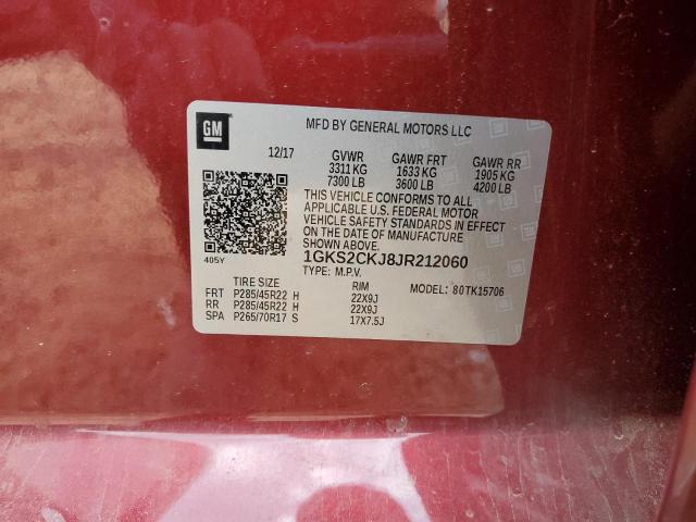 45132865 :رقم المزاد ، 1GKS2CKJ8JR212060 vin ، 2018 Gmc Yukon Dena مزاد بيع
