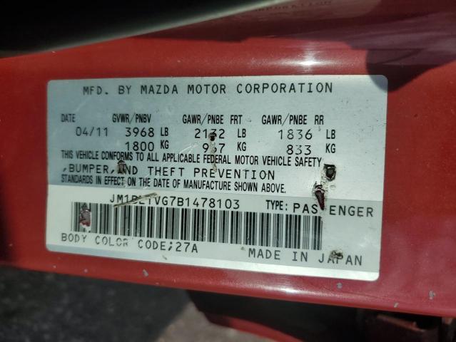 43553665 :رقم المزاد ، JM1BL1VG7B1478103 vin ، 2011 Mazda 3 I مزاد بيع