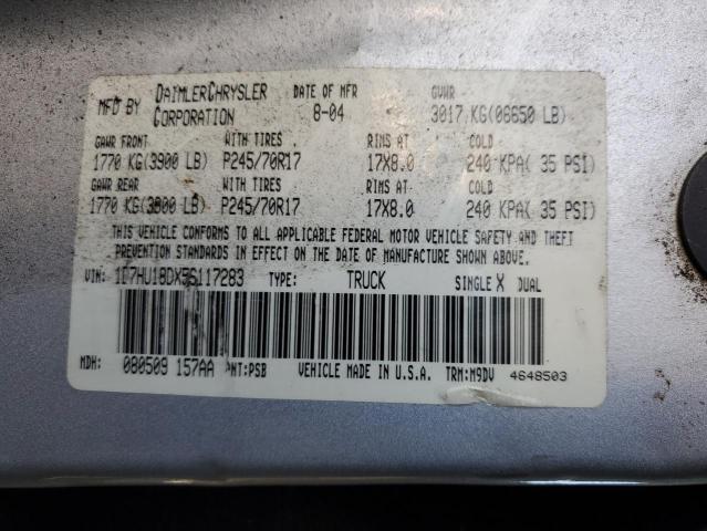 43690835 :رقم المزاد ، 1D7HU18DX5S117283 vin ، 2005 Dodge Ram 1500 مزاد بيع
