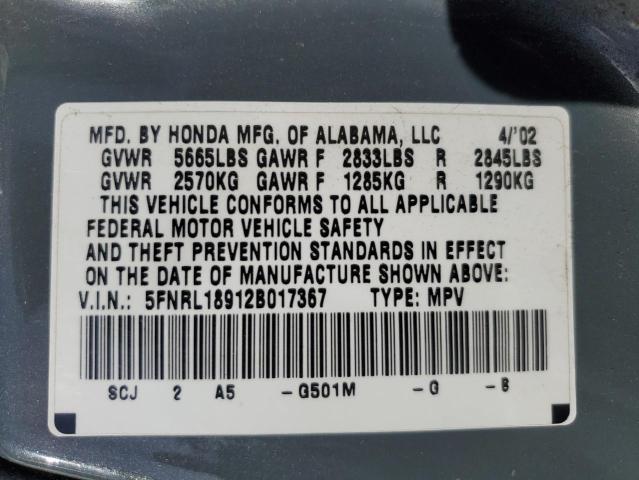 Aukcja sprzedaży 2002 Honda Odyssey, vin: 5FNRL18912B017367, numer aukcji: 45746855