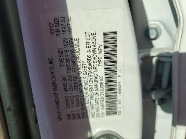 44532125 :رقم المزاد ، 5J8TB3H31JL006155 vin ، 2018 Acura Rdx مزاد بيع