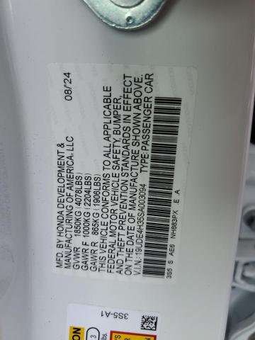 2025 Acura Integra მანქანა იყიდება აუქციონზე, vin: 19UDE4H35SA003094, აუქციონის ნომერი: 46569315