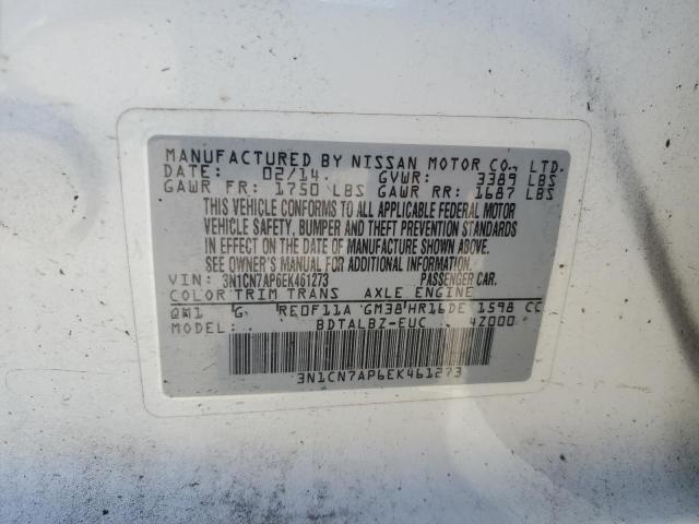 Aukcja sprzedaży 2014 Nissan Versa S, vin: 3N1CN7AP6EK461273, numer aukcji: 46901035