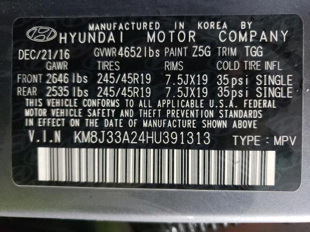 44593355 :رقم المزاد ، KM8J33A24HU391313 vin ، 2017 Hyundai Tucson Lim مزاد بيع