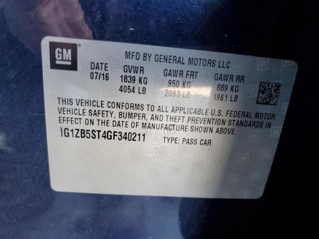 43791875 :رقم المزاد ، 1G1ZB5ST4GF340211 vin ، 2016 Chevrolet Malibu Ls مزاد بيع
