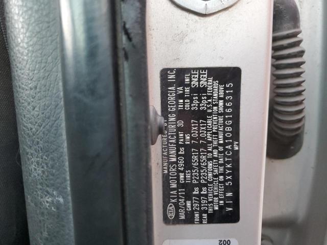 42903085 :رقم المزاد ، 5XYKTCA10BG166315 vin ، 2011 Kia Sorento مزاد بيع