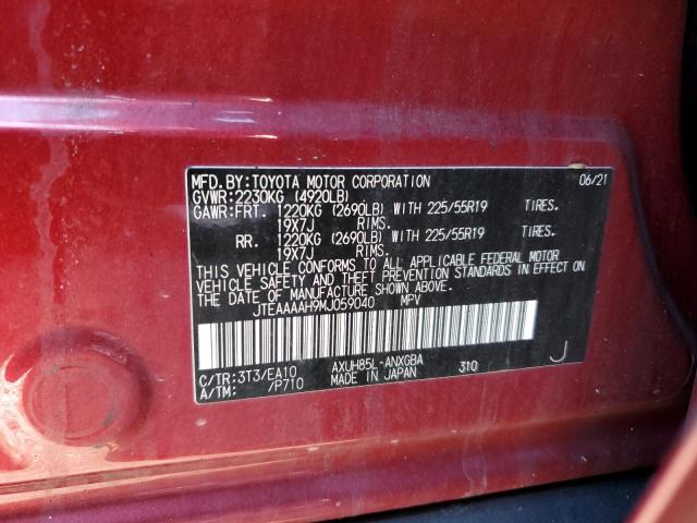 Auction sale of the 2021 Toyota Venza, vin: JTEAAAAH9MJ059040, lot number: 43986415