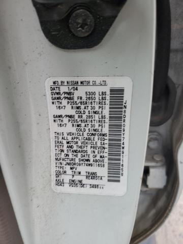 43770585 :رقم المزاد ، JN8DR09Y74W911658 vin ، 2004 Nissan Pathfinder مزاد بيع