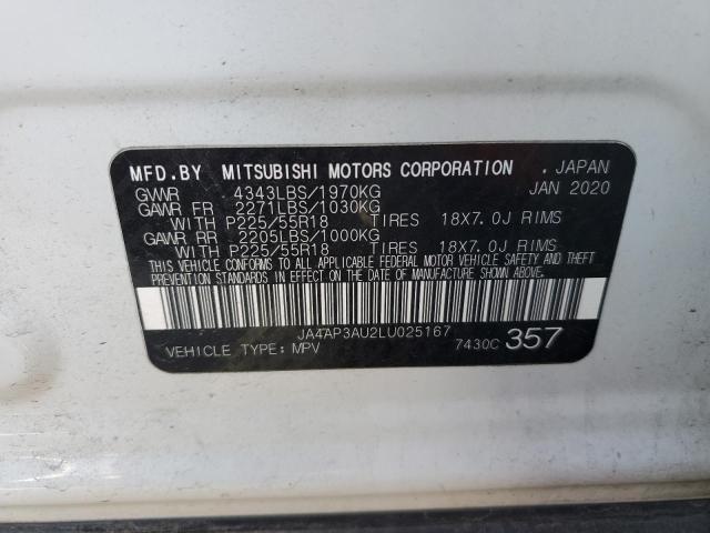 2020 Mitsubishi Outlander Sport მანქანა იყიდება აუქციონზე, vin: JA4AP3AU2LU025167, აუქციონის ნომერი: 43200195
