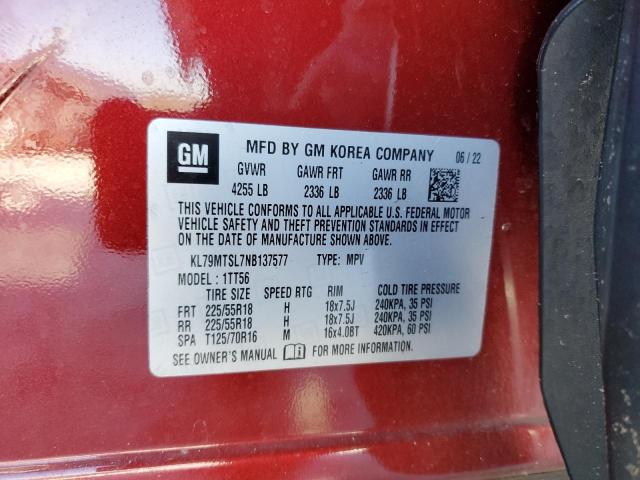 2022 Chevrolet Trailblazer მანქანა იყიდება აუქციონზე, vin: KL79MTSL7NB137577, აუქციონის ნომერი: 44002605