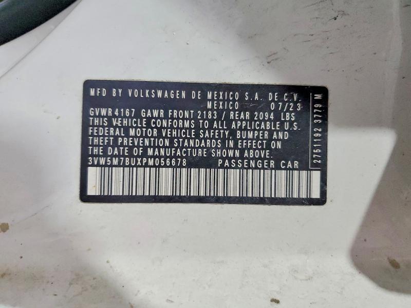 Продажа на аукционе авто 2023 Volkswagen Jetta, vin: 3VW5M7BUXPM056678, номер лота: 77799915