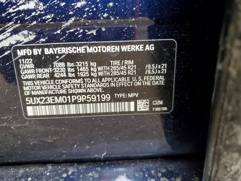 79263475 :رقم المزاد ، 5UX23EM01P9P59199 vin ، 2023 Bmw X7 مزاد بيع