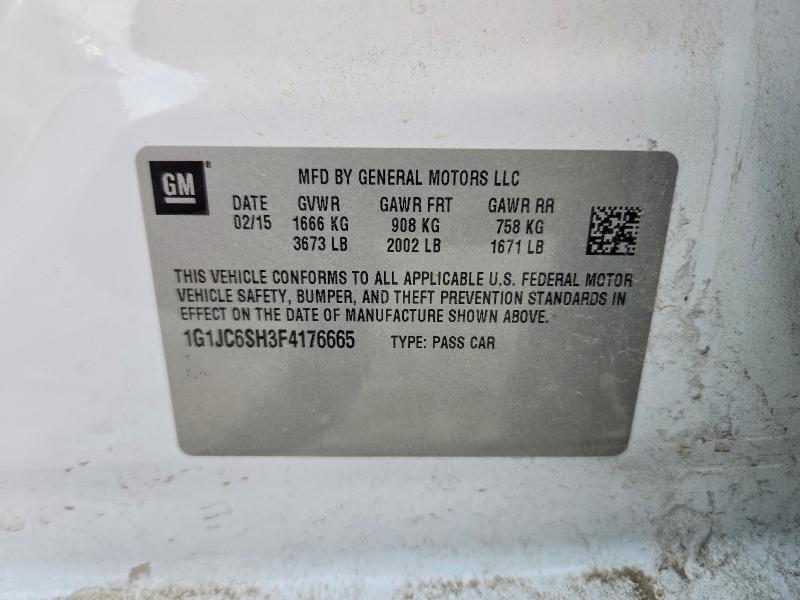 75666825 :رقم المزاد ، 1G1JC6SH3F4176665 vin ، 2015 Chevrolet Sonic مزاد بيع