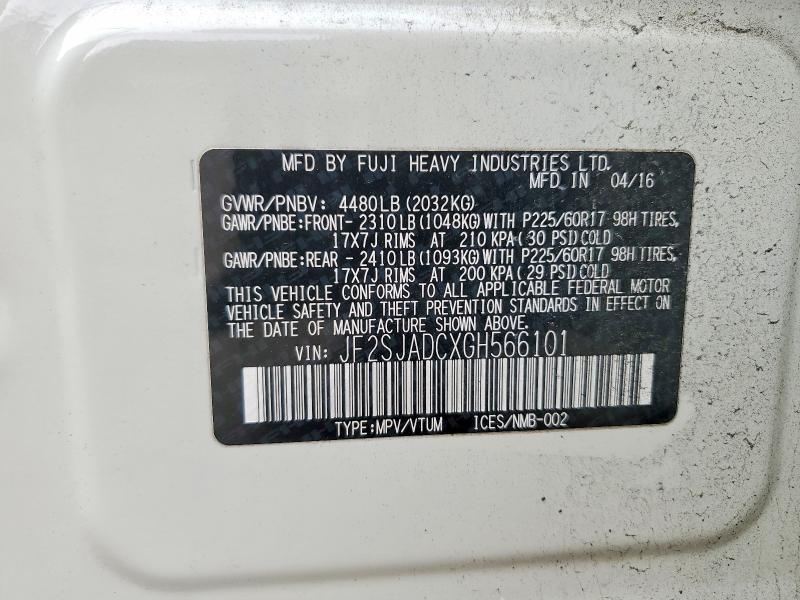 79076795 :رقم المزاد ، JF2SJADCXGH566101 vin ، 2016 Subaru Forester مزاد بيع