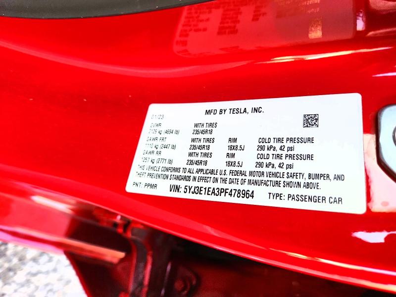 Aukcja sprzedaży 2023 Tesla Model 3, vin: 5YJ3E1EA3PF478964, numer aukcji: 76442065