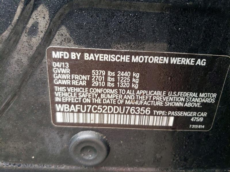 77668365 :رقم المزاد ، WBAFU7C52DDU76356 vin ، 2013 Bmw 535 مزاد بيع
