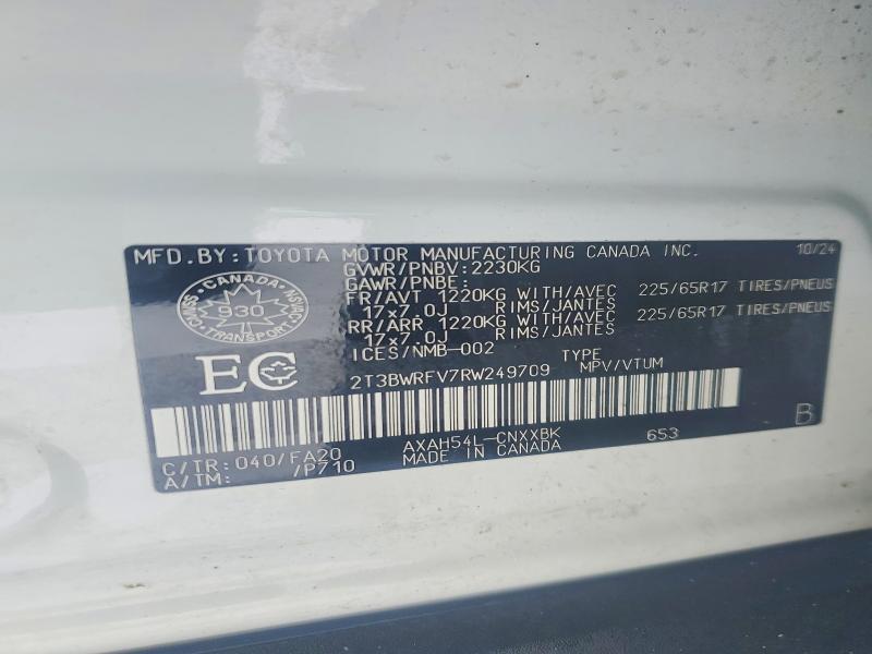 Продажа на аукционе авто 2024 Toyota Rav4, vin: 2T3BWRFV7RW249709, номер лота: 76430775