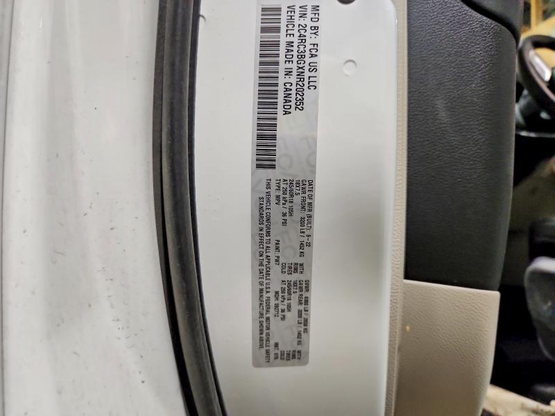 2022 Chrysler Pacifica მანქანა იყიდება აუქციონზე, vin: 2C4RC3BGXNR202352, აუქციონის ნომერი: 75679925
