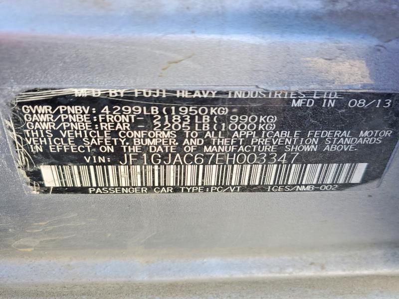 2014 Subaru Impreza მანქანა იყიდება აუქციონზე, vin: JF1GJAC67EH003347, აუქციონის ნომერი: 75276895