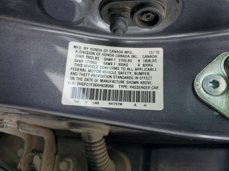Продажа на аукционе авто 2017 Honda Civic, vin: 2HGFC1F36HH638366, номер лота: 75988055