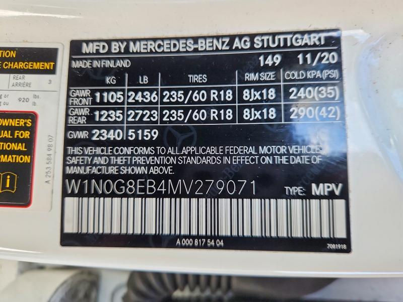 Продаж на аукціоні авто 2021 Mercedes-benz Glc, vin: W1N0G8EB4MV279071, номер лоту: 77574075