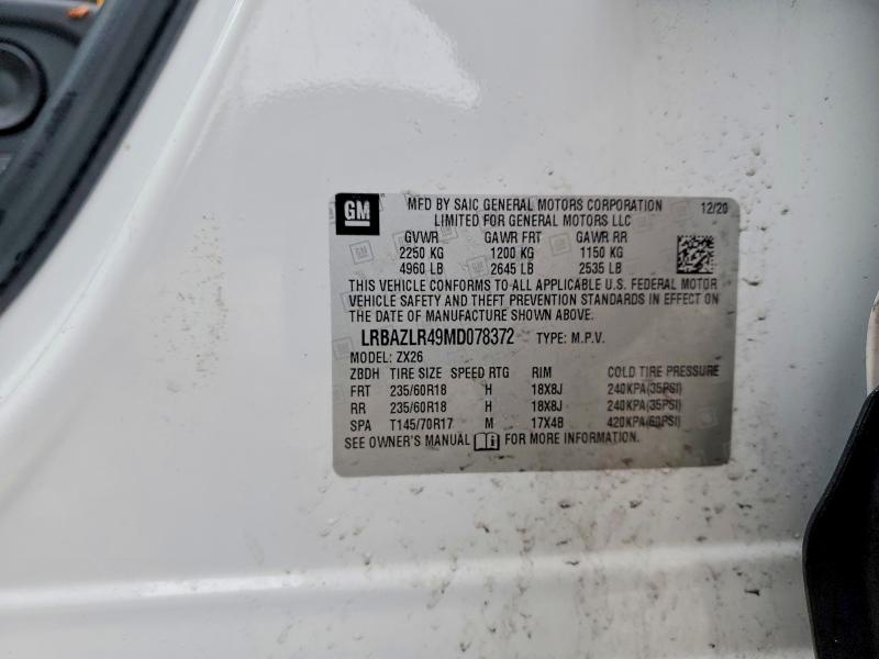 2021 Buick Envision მანქანა იყიდება აუქციონზე, vin: LRBAZLR49MD078372, აუქციონის ნომერი: 75982865