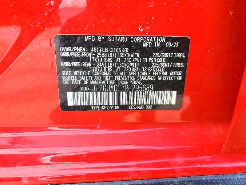 79003485 :رقم المزاد ، JF2GUADC7RH295689 vin ، 2024 Subaru Crosstrek مزاد بيع