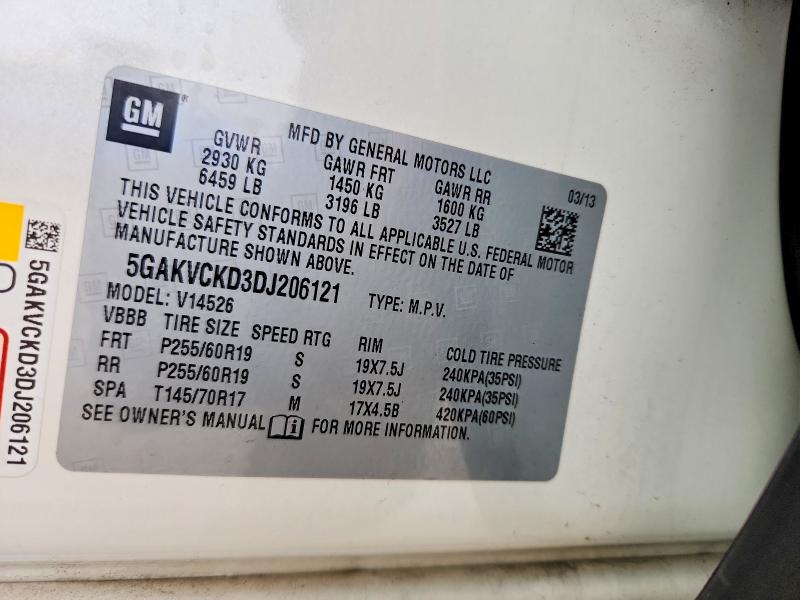 77827265 :رقم المزاد ، 5GAKVCKD3DJ206121 vin ، 2013 Buick Enclave مزاد بيع