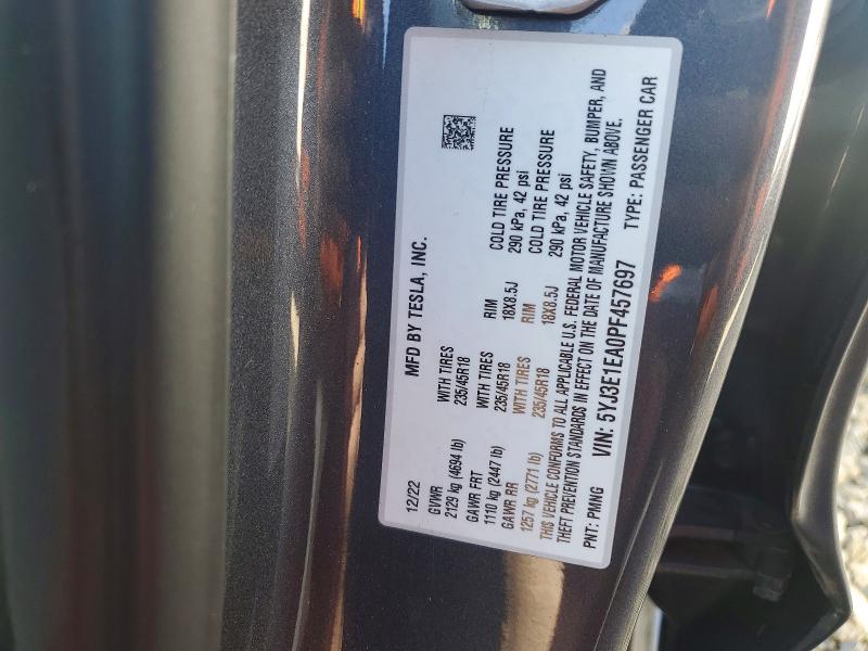 Продаж на аукціоні авто 2023 Tesla Model 3, vin: 5YJ3E1EA0PF457697, номер лоту: 78500465