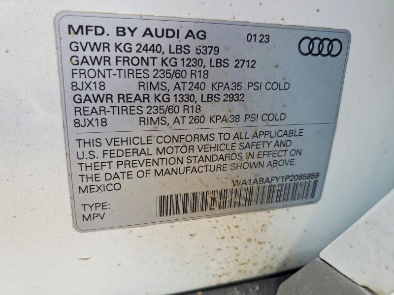 79420115 :رقم المزاد ، WA1ABAFY1P2085859 vin ، 2023 Audi Q5 مزاد بيع