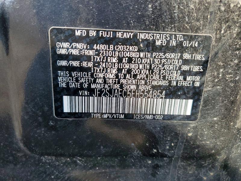 76834155 :رقم المزاد ، JF2SJAEC5EH554854 vin ، 2014 Subaru Forester مزاد بيع